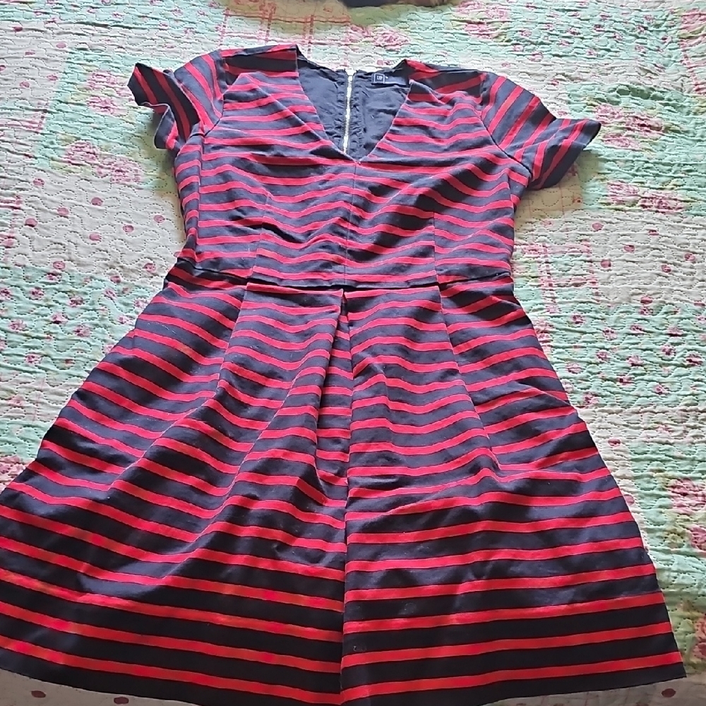 Striped Womans Dress - Red and Blue